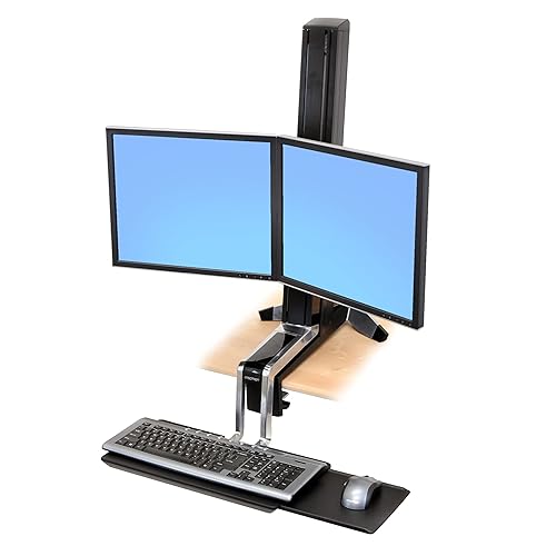 Ergotron WorkFit-S 33-341-200 Dual Sit-Stand Workstation - Steel, Plastic, Aluminum - Black 1-Pack