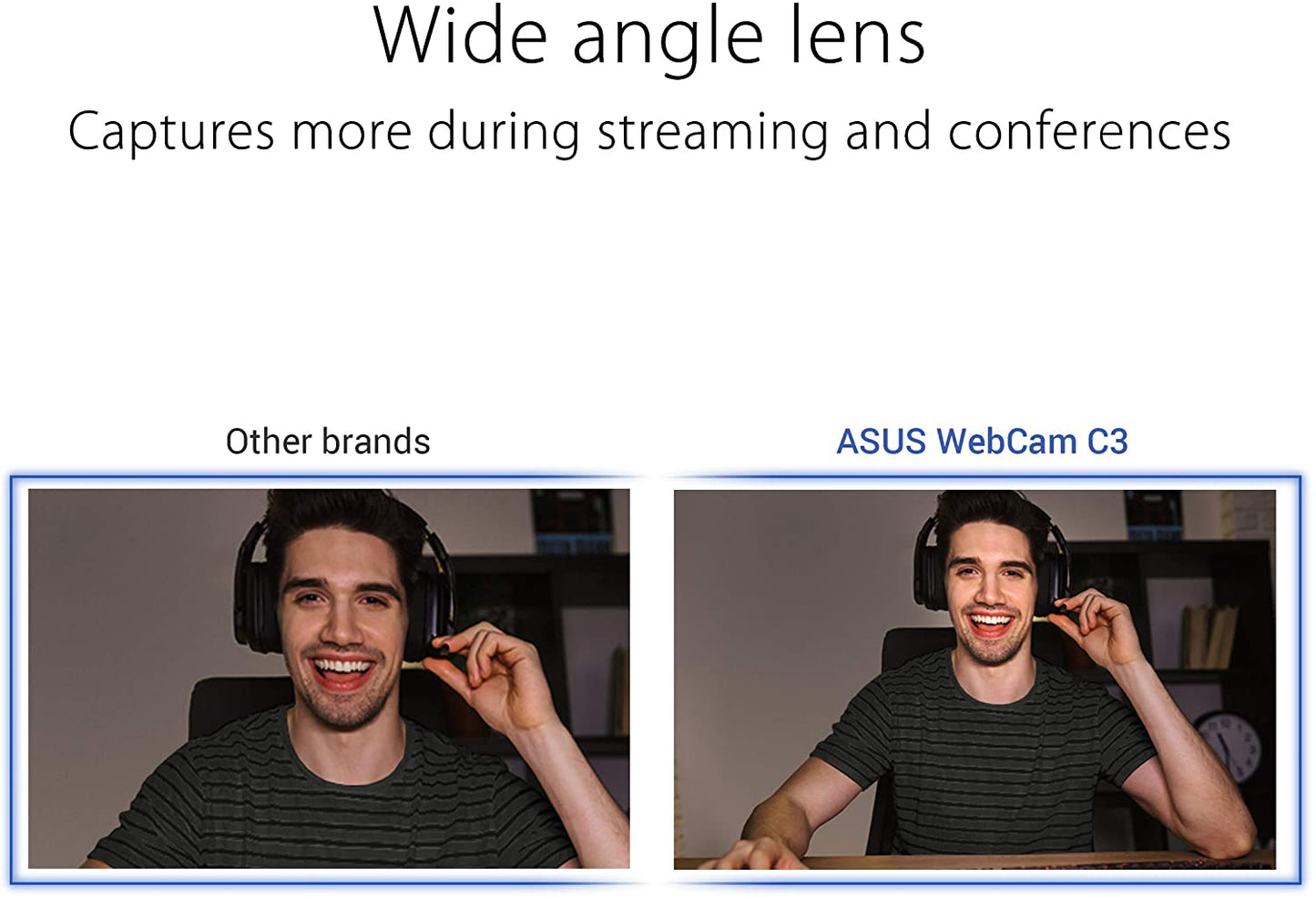 ASUS Webcam C3 1080p HD USB Camera - Beamforming Microphone, Tilt-Adjustable, 360 Degree Rotation, Wide Field of View, Compatible with Skype, Microsoft Teams and Zoom