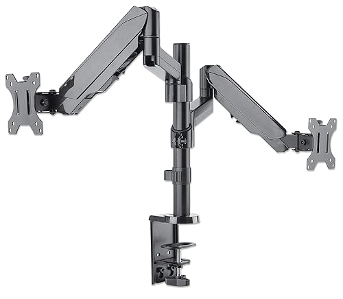 Manhattan Universal Gas Spring Dual Monitor Mount Two Gas-Spring Jointed Arms, Supports Two 17" to 32" TVs Or Monitors up to 8 Kg (17.64 Lbs.)
