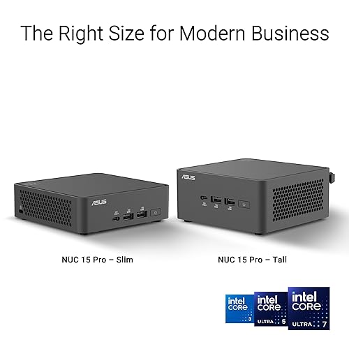ASUS NUC 15 Pro Slim Full System Mini PC with Intel Series 1 Core 3 100U, 16GB DDR5 RAM, 512GB PCIe G4x4 NVMe SSD, Thunderbolt™ 4, WiFi 7 & Bluetooth 5.4, Toolless Chassis Access, VESA Mount Included