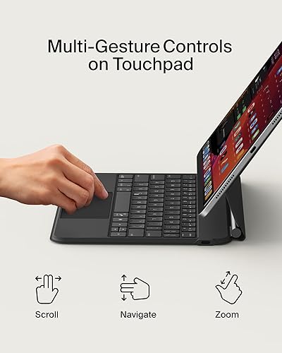 Belkin Pro Keyboard Case w/Magnetic Stand, Backlit Bluetooth Keyboard, Multi-Gesture Controls, Magnetic Apple Pencil Storage Compatibility, & Multimedia Keys for iPad Air 10.9" & iPad Pro 11" - Black