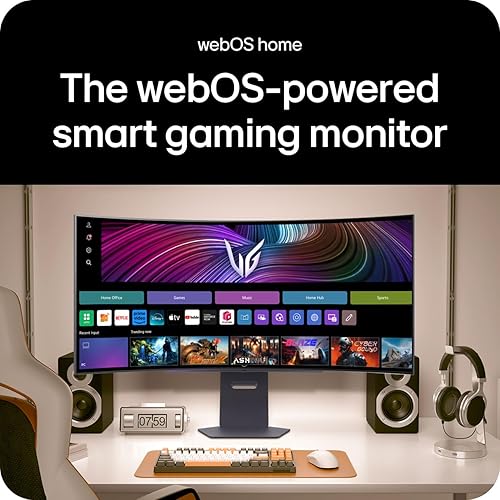 LG Ultragear™ 45GX90SA - 45-inch OLED 240Hz 0.03ms WQHD Curved Smart Gaming Monitor webOS/AI Personalized Picture Wizard/USB-C PD 65W / HDMI 2.1 / NVIDIA® G-SYNC® / AMD FreeSync™ Premium/Black White 45" WQHD 3440 x 1440 240 Hz
