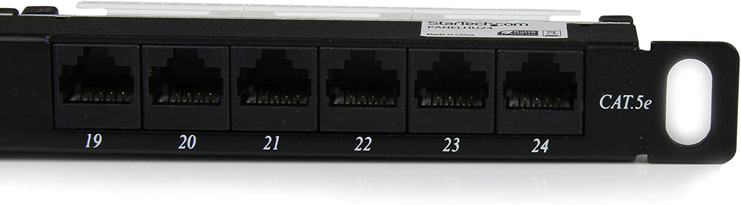 Lethal threat StarTech.com 24 Port 0.5U Cat5e Patch Panel - RJ45 Ethernet Rack Mount Cat 5e 110 Patch Panel - Rackmount Network Patch Panel (PANELHU24) 24 Port - 0.5U Cat5e