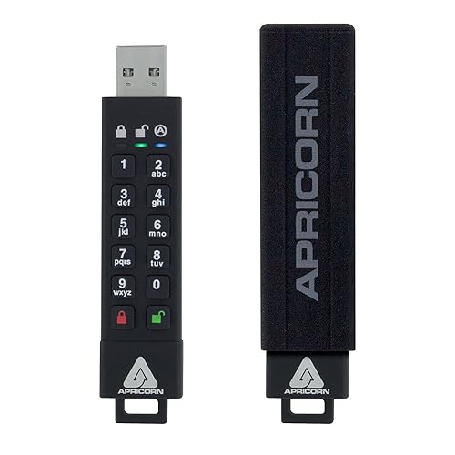 Apricorn 64GB Aegis Secure Key 3Z 256-bit AES XTS Hardware Encrypted FIPS 140-2 Level 3 Validated Secure USB 3.0 Flash Drive (ASK3Z-64GB),Black