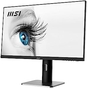 MSI Pro MP273QP, 27" Monitor, 2560 x 1440(QHD) IPS, 75Hz, TUV Certified Eyesight Protection, 1ms, Displayport, HDMI, Tilt, Swivel, Height, Pivot