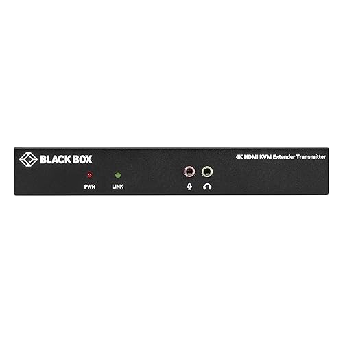 Black Box KVXLCH-100 Video Extender Transmitter/Receiver - 1 Input Device - 1 Output Device - 328 ft Range - 2 x Network (RJ-45) - 5 x USB - 1 x HDMI In - 2 x HDMI Out - 4K UHD - 3840 x 2160 - Twisted Pair - Category 6 - Desktop - TAA Compliant