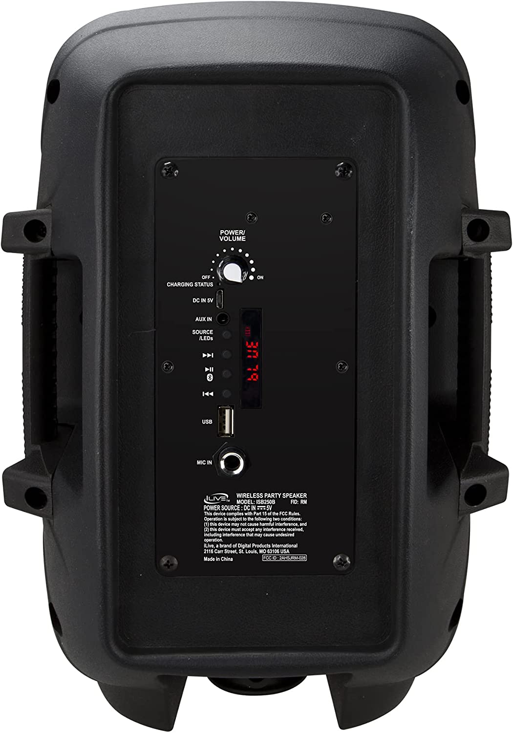 iLive Wireless Tailgate Party Speaker, LED Light Effects, Carry Handle, Black (ISB250B)