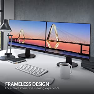 ViewSonic VA2447-MHU 24 Inch Full HD 1080p USB-C Monitor with Ultra-Thin Bezel, Adaptive Sync, 75Hz, Eye Care, 15W Charging, HDMI, and VGA Inputs for Home and Office 24-Inch USB-C