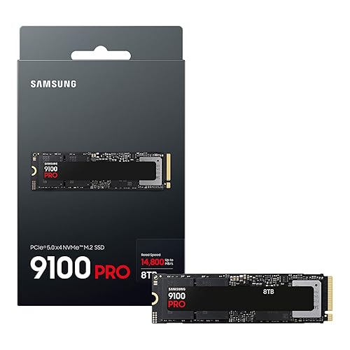 SAMSUNG SSD 9100 PRO 8TB, PCIe 5.0x4 M.2 2280, Seq. Read Speeds Up to 14,800MB/s, Best for AI Computing, Gaming, and Heavy Duty Workstations (MZ VAP8T0B/AM)