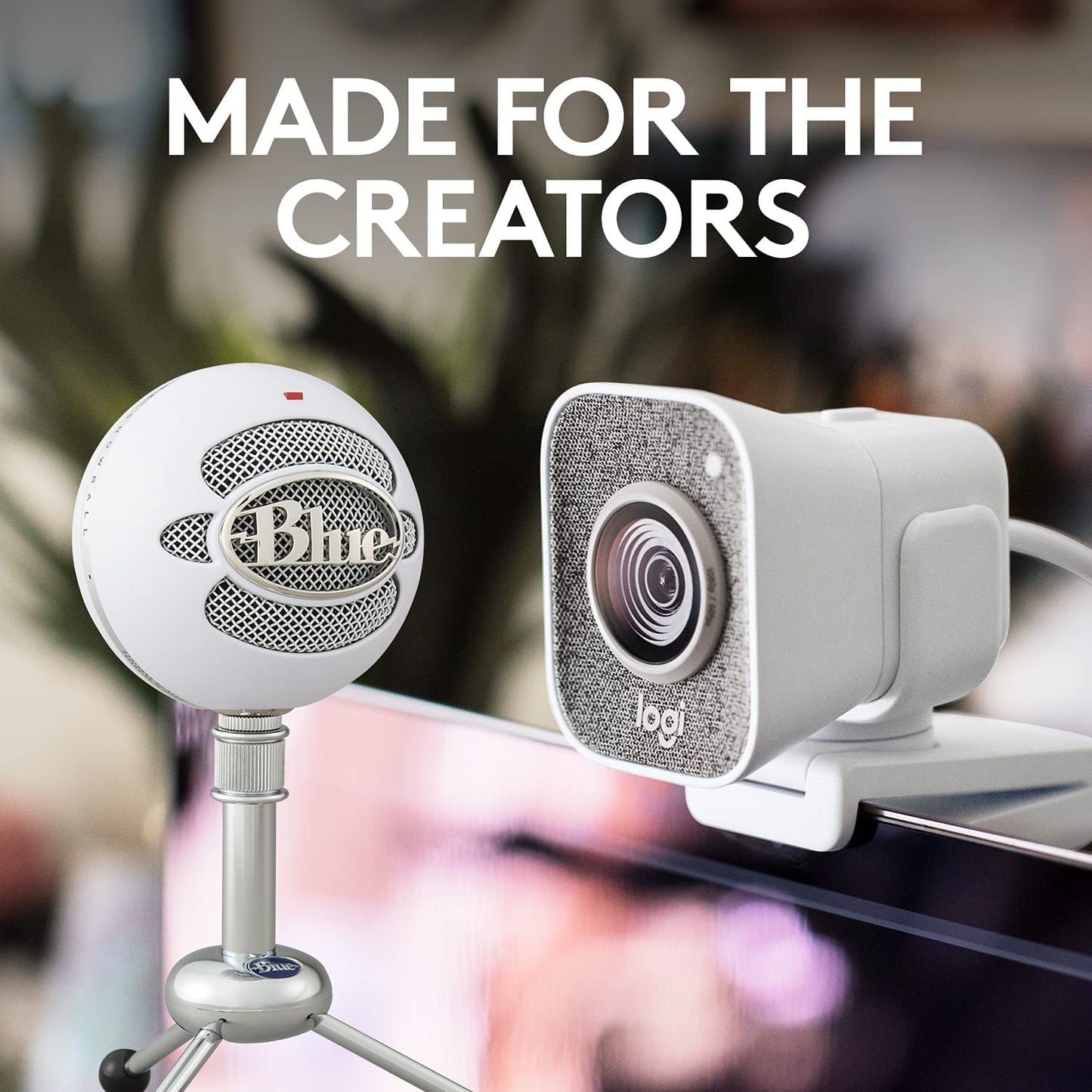 Logitech for Creators StreamCam Premium Webcam, Full HD 1080p 60 fps, Premium Glass Lens, Smart Auto-Focus, White and Blue Snowball USB Microphone – Textured White White/Textured White StreamCam/Microphone