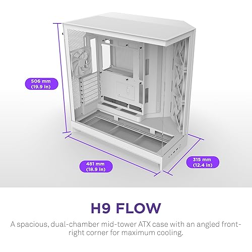 NZXT H9 Flow Dual-Chamber Mid-Tower Case - All White