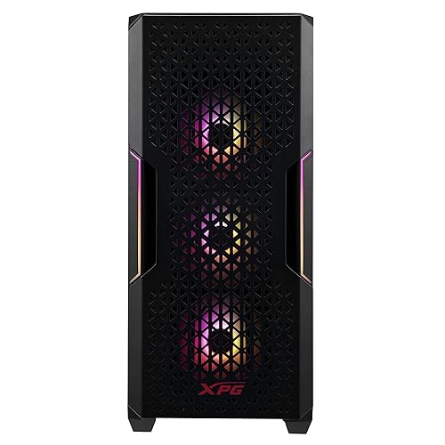 XPG STARKER AIR C Mid-Tower ATX PC Case with Front Mesh Panel - ARGB Light Effect - Cable Management - Black(STARKERAIRC BK C TW) Mesh Front + Type C Black