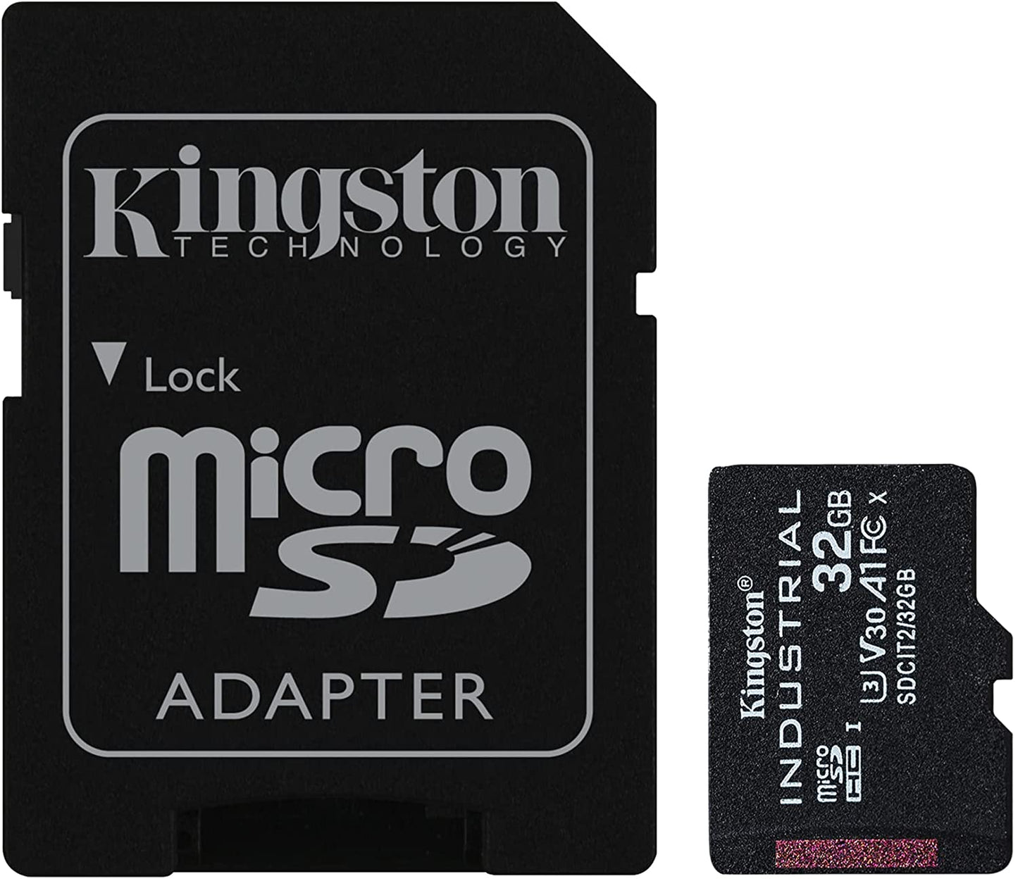 Kingston Industrial 32GB microSDHC C10 A1 pSLC Card + SD Adapter SDCIT2/32GB With Adapter 32GB