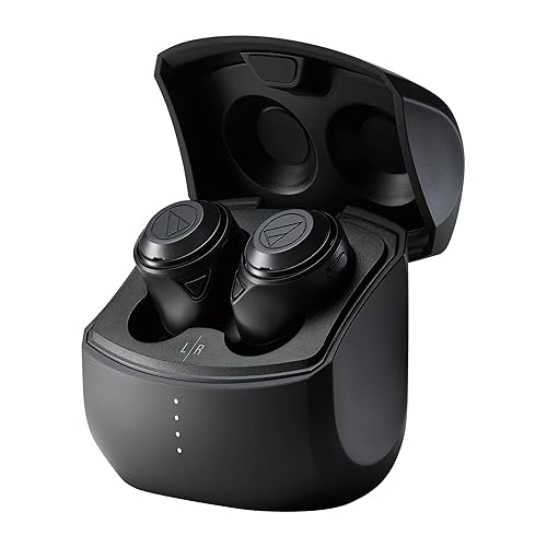 Audio-Technica ATH-CKS50TW Wireless Headphones - Noise Cancelling Earbuds with Long Battery Life and Wireless Charging Case, Black, in-Ear (eartips Included for XS, S, M, L), ATHCKS50TWBK