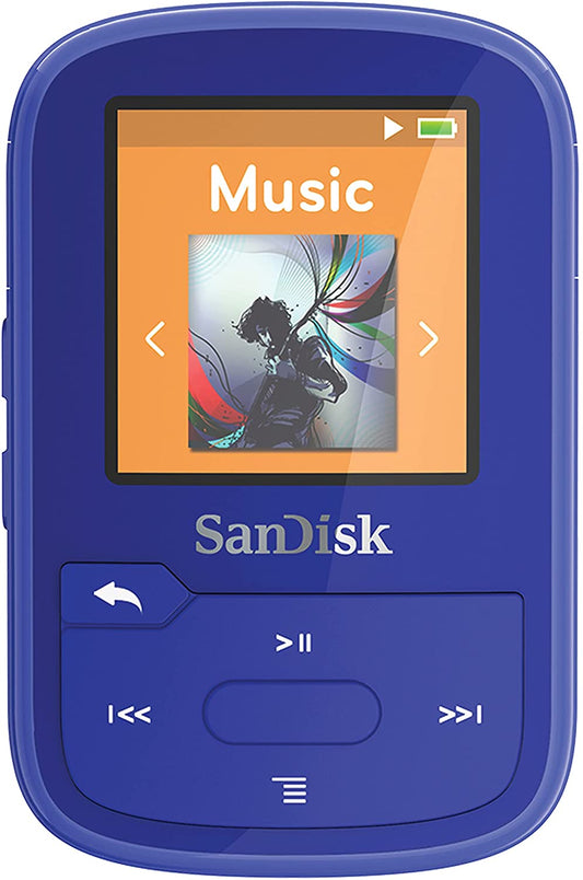 SanDisk 16GB Clip Sport Plus MP3 Player, Blue - Bluetooth, LCD Screen, FM Radio - SDMX28-016G-G46B Blue 16GB MP3 Player