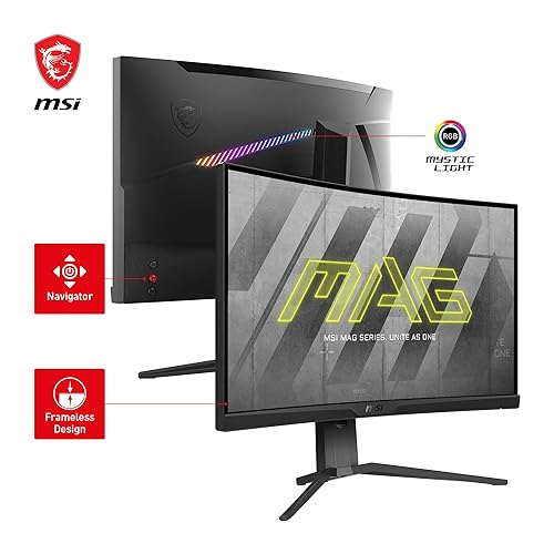 MSI MAG325CQRF QD, 31.5 Gaming Monitor | 2560 x 1440 (QHD) Rapid VA with Quantum Dot | 1 ms | 170Hz | FreeSync Premium | HDR Ready | 1000R | HDMI | DisplayPort | Tilt and Height Adjustable