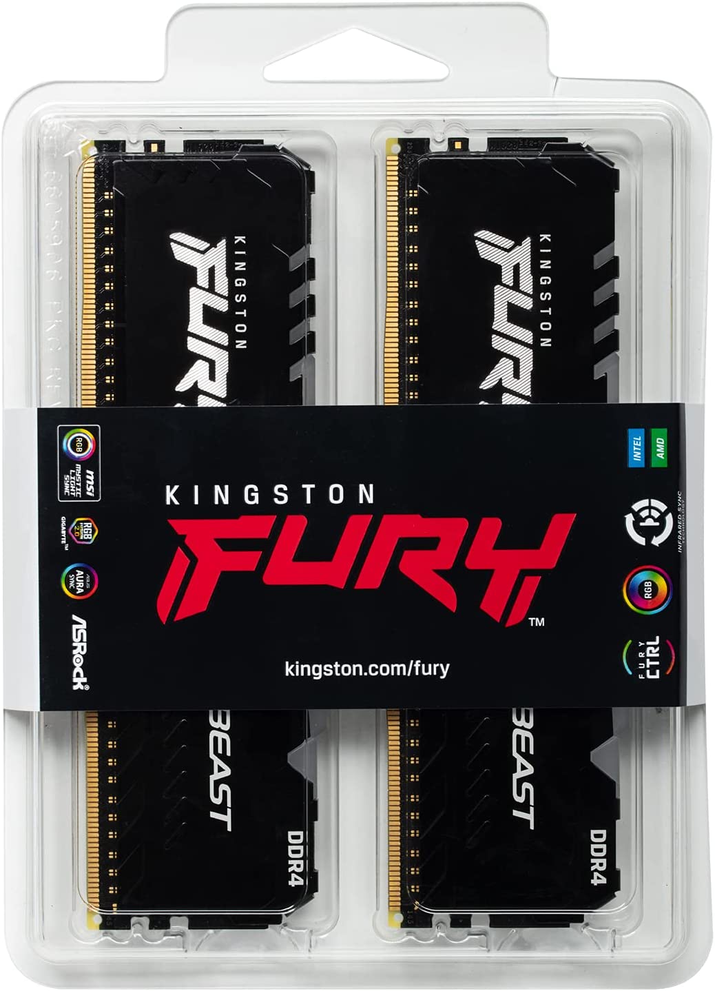 Kingston Fury Beast RGB 16GB (2x8GB) 3200MHz DDR4 CL16 Desktop Memory Kit of 2 KF432C16BBAK2/16 16gb Kit of 2 3200MHz