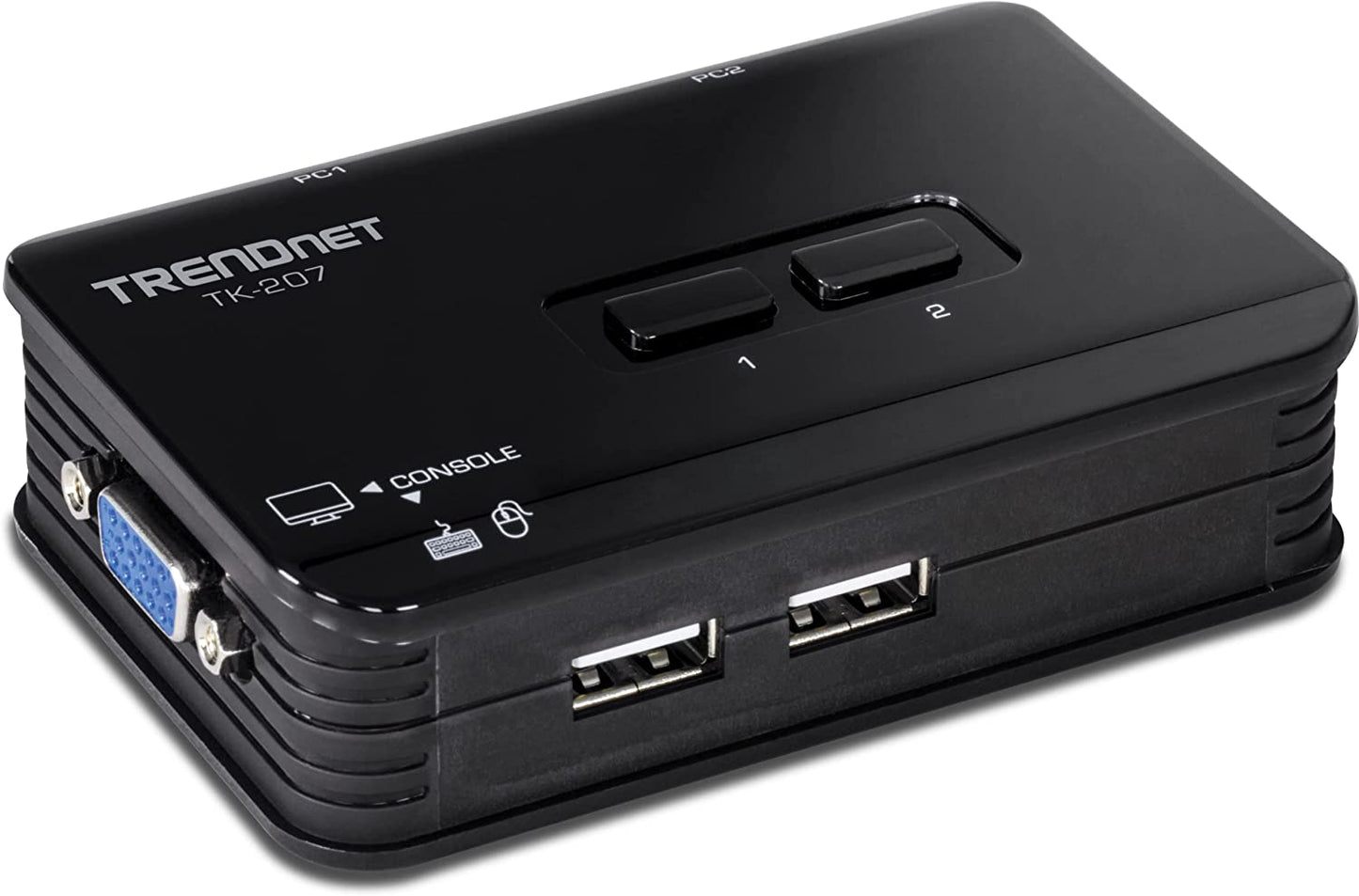 TRENDnet 2-Port USB KVM Switch and Cable Kit, 2048 x 1536 Resolution, Device Monitoring, Auto-Scan, Audible Feedback, USB 1.1, Compliant with Windows and Linux, Hot-Pluggable, White, TK-207K 2 Port USB w/ Cables