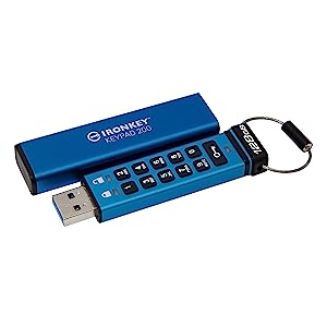 Kingston Ironkey Keypad 200 128GB Encrypted USB | Alphanumeric Keypad | Multi-Pin Access | XTS-AES 256-bit | FIPS 140-3 Level 3 Certified | Brute Force & BadUSB Protection | IKKP200/128GB 128 GB