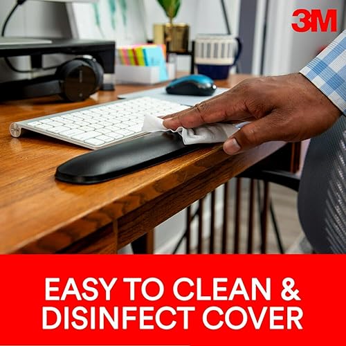 3M Keyboard Wrist Rest, 19" Long, Black Satin, Ergonomic Gel Wrist Rest for Keyboards