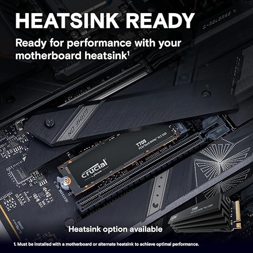 New 2024 Crucial T705 1TB PCIe Gen5 NVMe M.2 SSD - Up to 13,600 MB/s - Game Ready - Internal Solid State Drive (PC) - +1mo Adobe CC - CT1000T705SSD3 1TB T705
