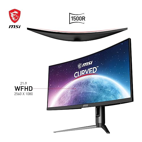 MSI Optix MAG301CR2 FHD Non-Glare 1ms 2560 x 1080 Ultra Wide 200Hz HDR Ready USB/DP/HDMI Smart Headset Hanger FreeSync 30”Gaming Curved Monitor - Black