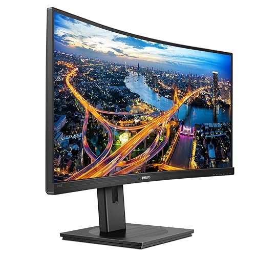 Philips 346B1C UltraWide 34 inch Curved Monitor, UltraWide QHD 2K, USB-C and Built-in KVM Switch, 119% sRGB, USB-PD 90W, Height Adjustable, PowerSensor, 4Yr Advance Replacement Warranty 34 Inch UltraWide QHD Curved VA with USB-C Docking
