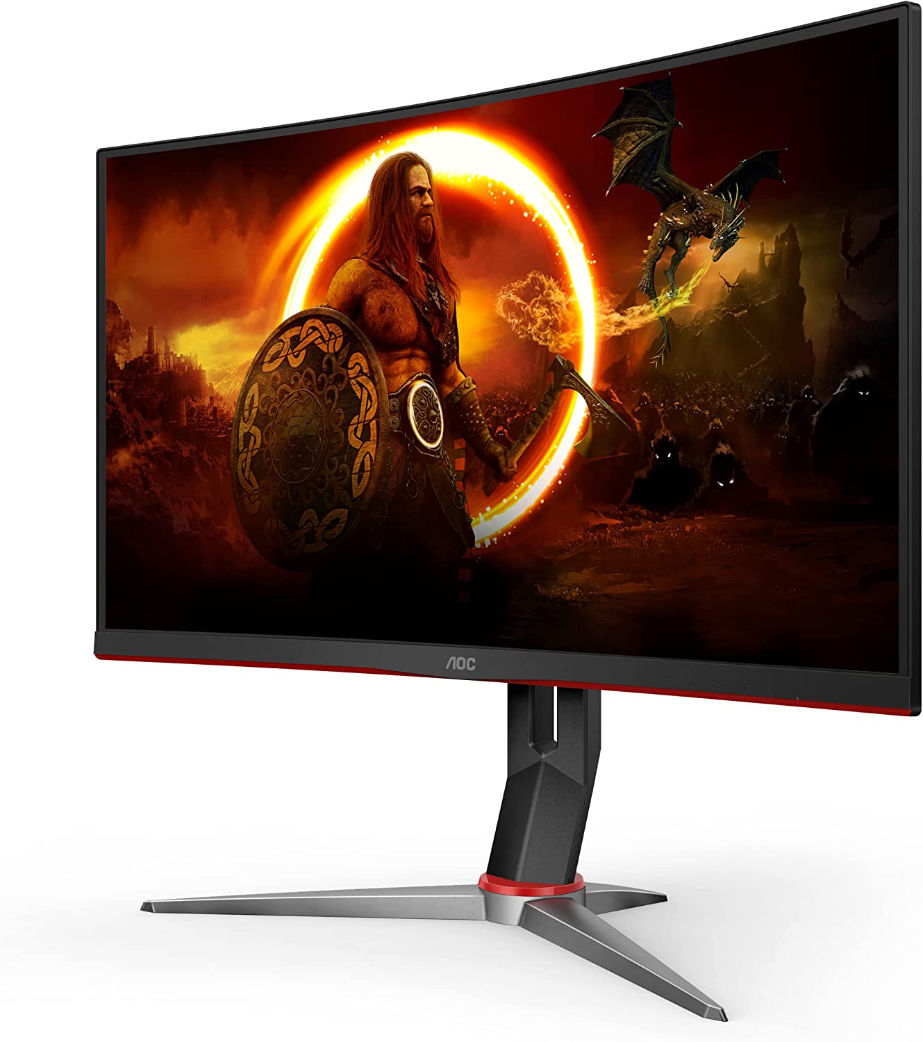 AOC C32G2 32" Curved Frameless Gaming Monitor FHD, 1500R Curved VA, 1ms, 165Hz, FreeSync, Height adjustable, 3-Year Zero Dead Pixel Policy, Black