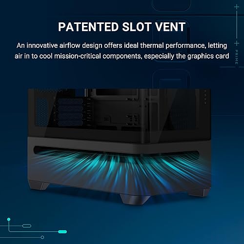 ASUS Prime AP202 ARGB Black mATX case with Fully Tempered Curved Glass, Supports Graphics Cards up to 420mm Long, 360mm Long radiators, Easy-Detach Rail, Patented Slot Vent, Built-in Three ARGB Fans