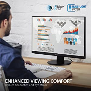 ViewSonic VA2247-MH 22 Inch Full HD 1080p Monitor with Ultra-Thin Bezel, Adaptive Sync, 75 Hz, Eye Care, HDMI, VGA Inputs for Home and Office 22-Inch