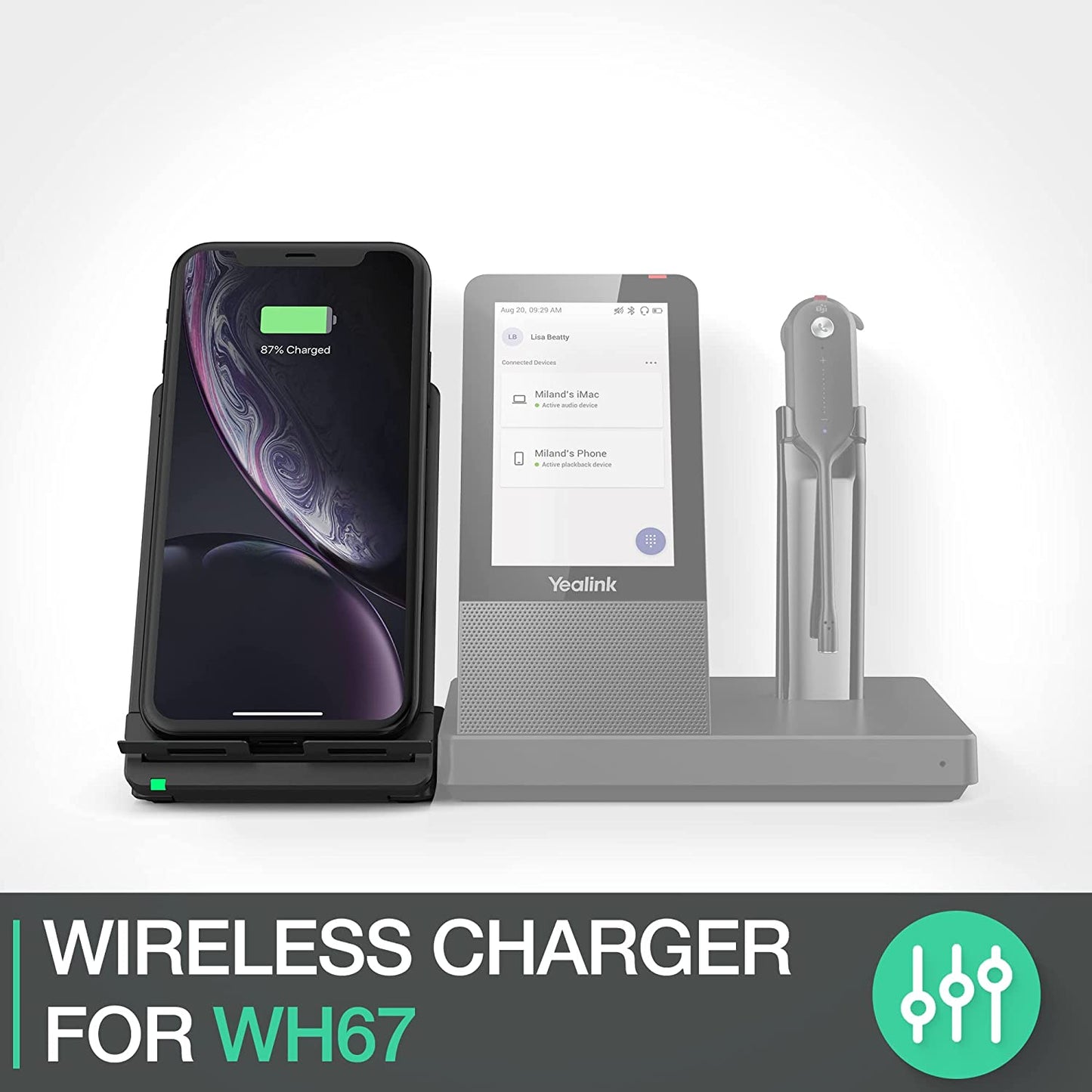 Yealink WHC60 Wireless Charger for WH66 WH67 Yealink Wireless Headset Qi-Certified
