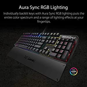 ASUS Mechanical PC Gaming Keyboard for PC - TUF K3 | Programmable Onboard Memory | Dedicated Media Controls, Aura Sync RGB Lighting | Detachable Magnetic Wrist Rest | Highly Durable | Black