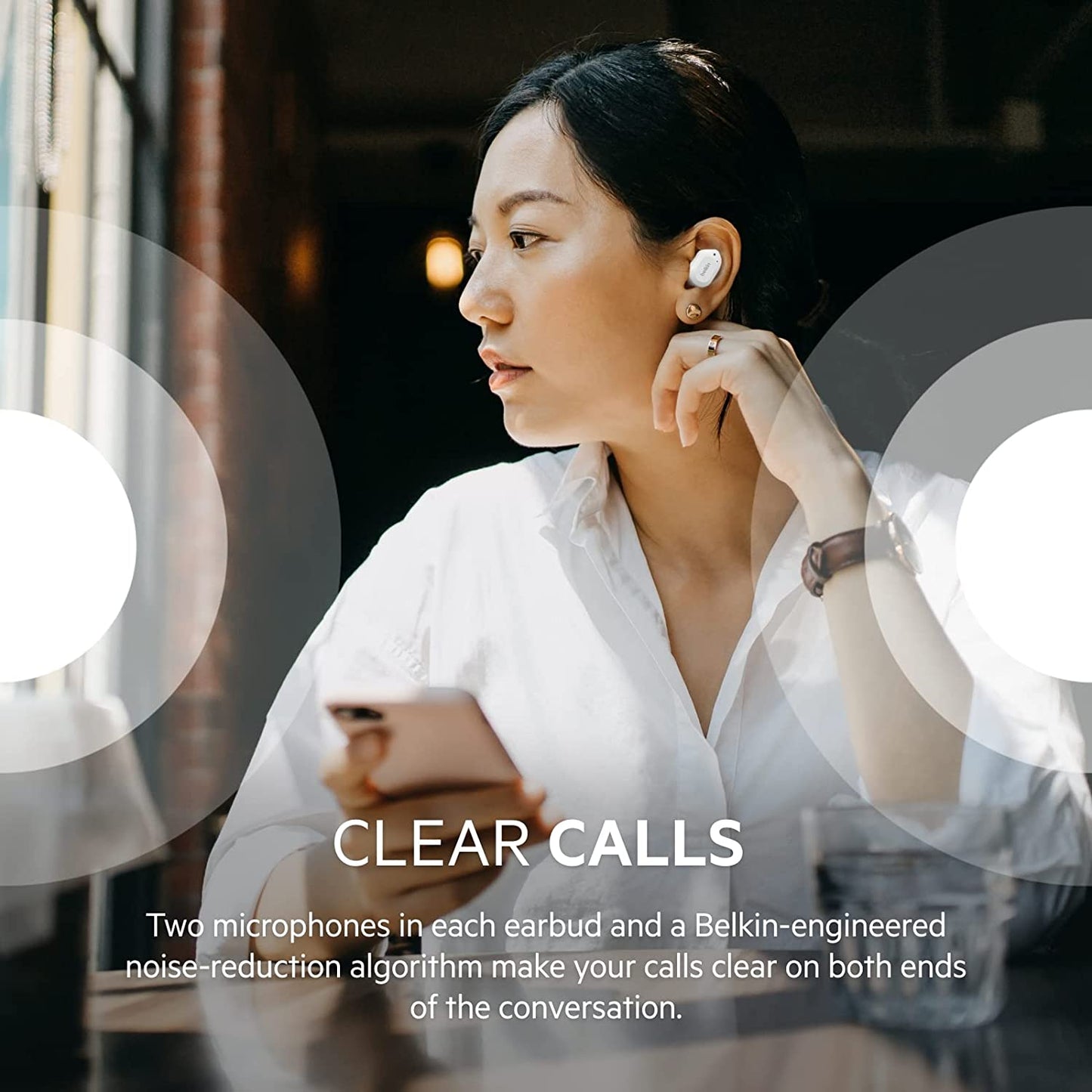 Belkin Wireless Earbuds, SoundForm Play True Wireless Earphones with USB C Quick Charge, IPX5 Sweat and Water Resistant, 38 Hour Play Time for iPhone, Galaxy, Pixel and More - White Cloud