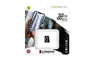 Kingston 32GB microSDHC Canvas Select Plus 100MB/s Read A1 Class10 UHS-I Memory Card w/o Adapter SDCS2/32GBSP