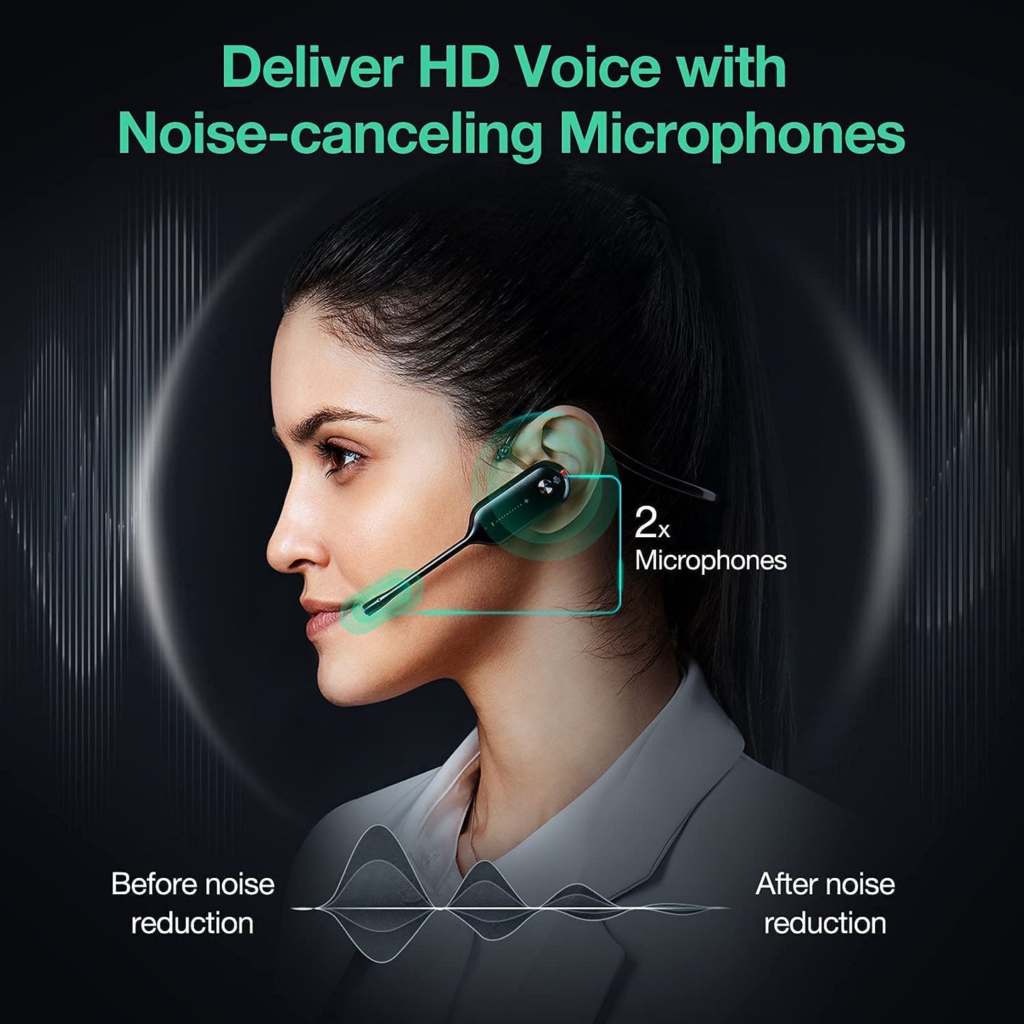 Yealink WH67 UC Wireless Noise Canceling Headset - Headset Works with USB Enabled Computers and Softphones and Also Connects to Desk Phones and Cell Phones with Built in Bluetooth