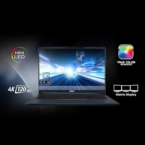 MSI Stealth 16 AI Studio A1VIG-031CA 16 UHD+ 120Hz Mini LED Ultra Thin and Light Gaming Laptop, Intel Core Ultra9-185H, RTX 4090, 64GB DDR5, 2TB NVMe SSD, Windows 11 PRO