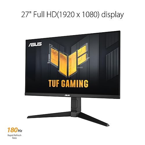 ASUS TUF Gaming 27” 1080P Monitor (VG279QL3A) - Full HD, 180Hz, 1ms, Fast IPS, Extreme Low Motion Blur, FreeSync Premium, G-SYNC Compatible, Speakers, DisplayPort, Height Adjustable, 3 Year Warranty 27 Fast IPS 180Hz G-SYNC Height Adjustable