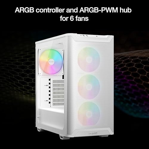be quiet! Pure Base 501 LX White Mid-Tower ATX Case | High Airflow | 4 Preinstalled Light Wings LX PWM Fans | ARGB Lighting with Controller and PWM hub | Optimized Air Pressure Case | BGW79 White LX
