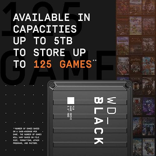 WD_BLACK 2TB P10 Game Drive, Portable External Hard Drive, Works with PlayStation, Xbox, & PC - WDBA2W0020BBK-WES1 Game Drive for PC, Playstation, & Xbox 2TB Black
