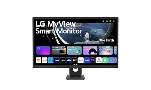 LG 32SR50F-B MyView Smart Monitor 32" FHD (1920x1080) IPS Display, webOS 23, HDR 10, 5Wx2 Speakers, AirPlay 2, Screen Share, Bluetooth, ThinQ App, Remote Control, Black