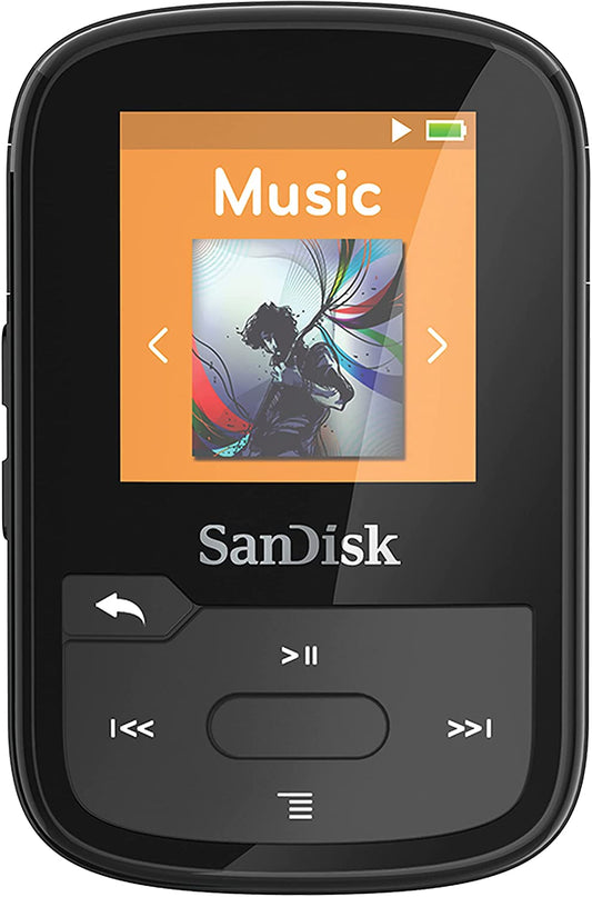 SanDisk 16GB Clip Sport Plus MP3 Player, Black - Bluetooth, LCD Screen, FM Radio - SDMX28-016G-G46K Black 16GB MP3 Player