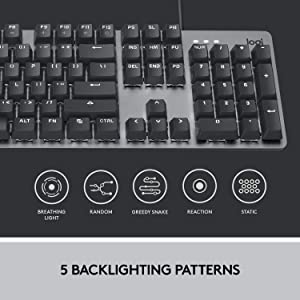 Logitech K845 Mechanical Illuminated Keyboard,Mechanical Switches, Strong Adjustable Tilt Legs, Full Size, Aluminum Top Case, 104 Keys, USB Corded, Windows (TTC Blue Switches) TTC Blue TTC Keyboard