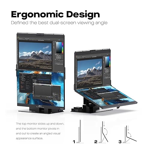 Mobile Pixels Geminos T (2 x 24 inch) Dual Stacked Touchscreen with All-inclusive Workstation, 65W USB-C Charging Computer Monitor, 1080P Webcam&Speakers, USB-A/USB-C/HDMI, Ergo Design (2 Monitors)