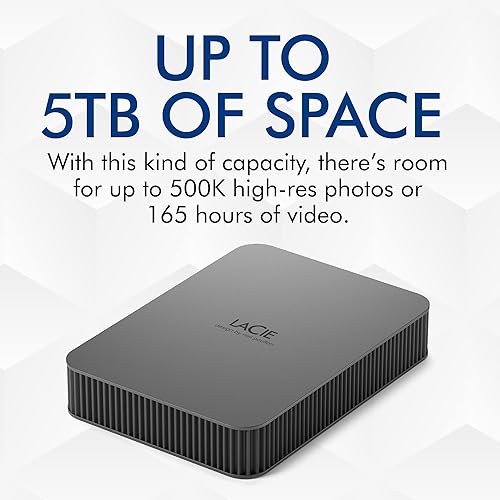 LaCie Mobile Drive Secure External Hard Drive 4000 GB Grey STLR4000400