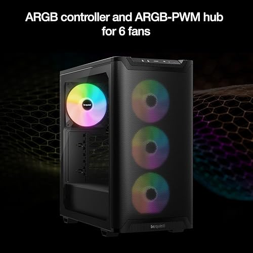 be quiet! Pure Base 501 LX Black Mid-Tower ATX Case | High Airflow | 4 Preinstalled Light Wings LX PWM Fans | ARGB Lighting with Controller and PWM hub | Optimized Air Pressure Case | BGW78 Black LX