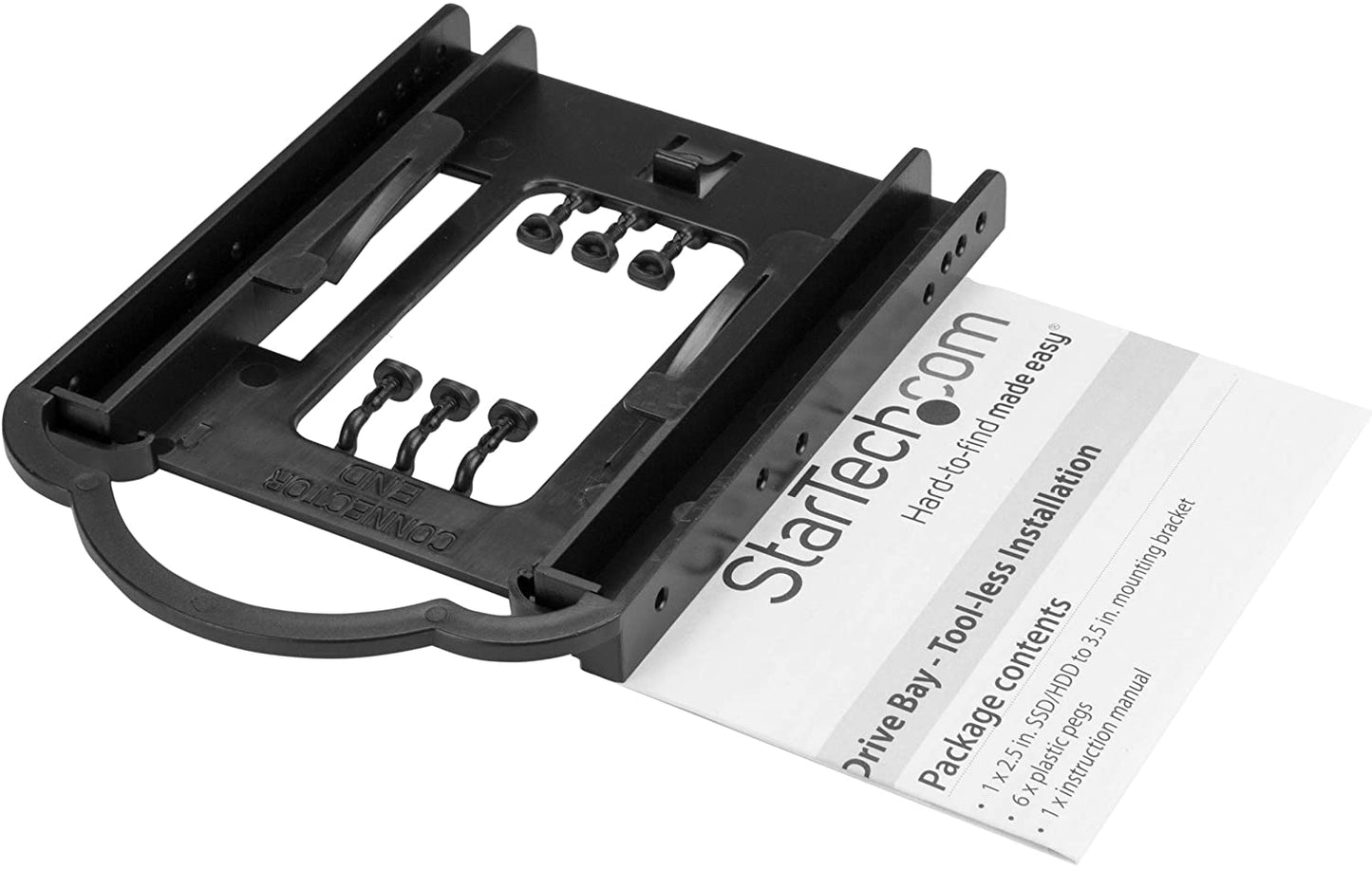 StarTech.com 2.5" HDD / SDD Mounting Bracket for 3.5" Drive Bay - Tool-less Installation - 2.5 Inch SSD HDD Adapter Bracket (BRACKET125PT), Black Standard Packaging