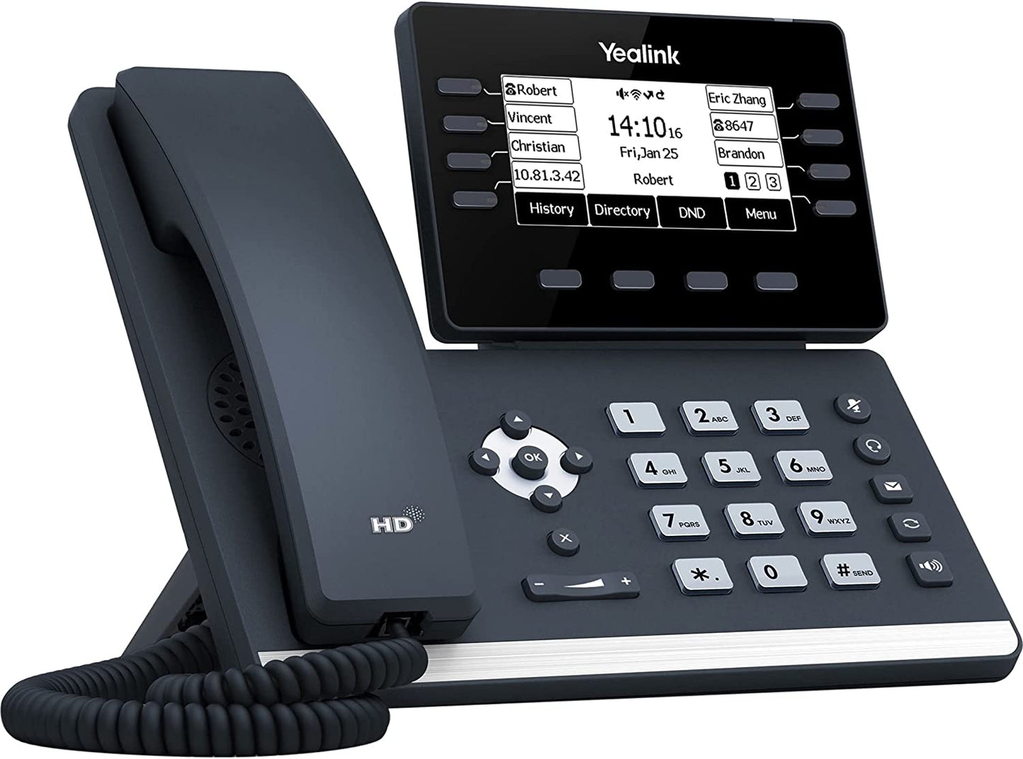 Yealink SIP-T53W IP Phone - Corded - Corded/Cordless - Wi-Fi, Bluetooth - Wall Mountable, Desktop - Classic Gray