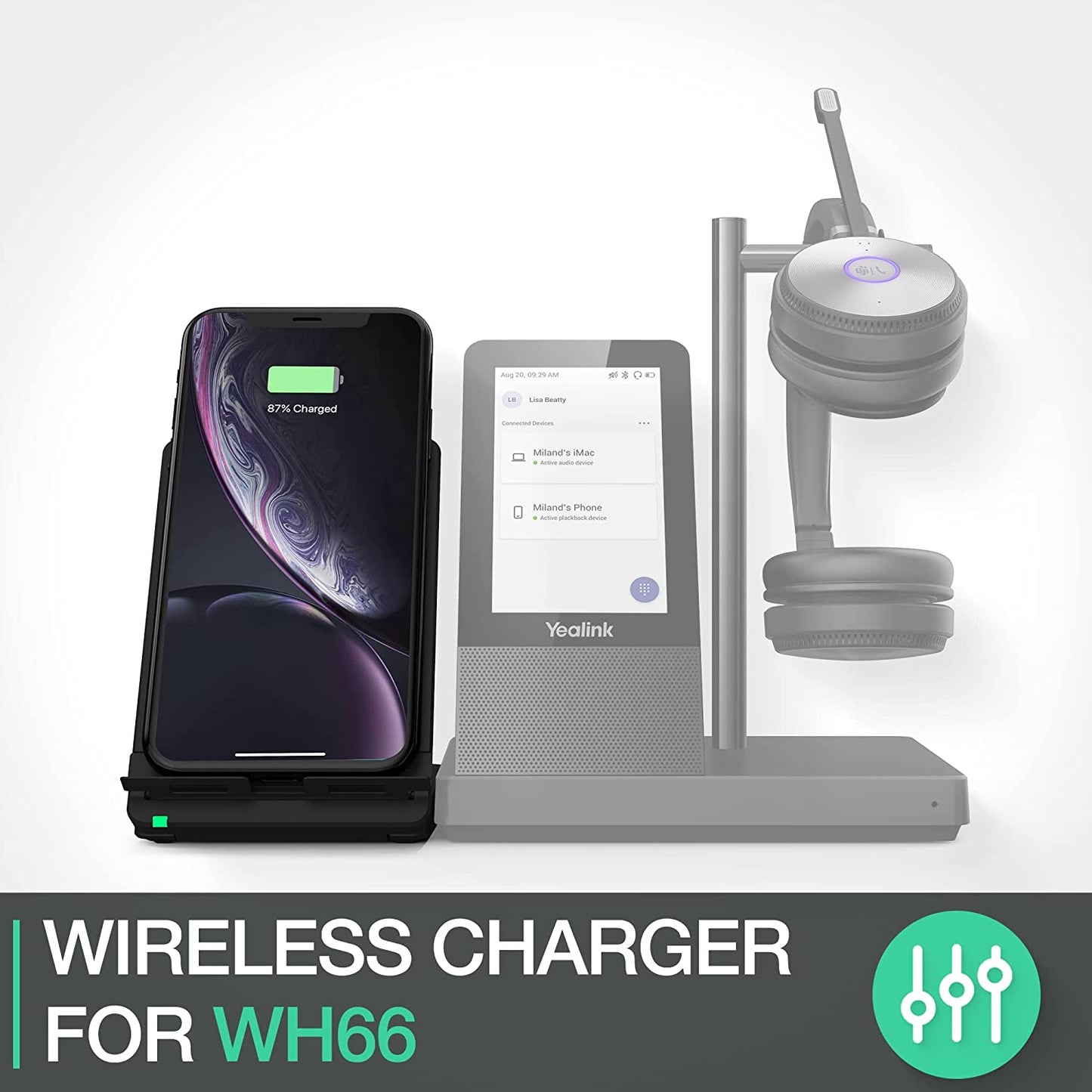 Yealink WHC60 Wireless Charger for WH66 WH67 Yealink Wireless Headset Qi-Certified