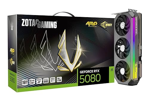 ZOTAC Gaming GeForce RTX 5080 AMP Extreme Infinity DLSS 4 16GB GDDR7 256-bit 30 Gbps PCIE 5.0 Gaming Graphics Card, IceStorm 3.0 Advanced Cooling, Spectra 2.0 ARGB Lighting, ZT-B50800B-10P