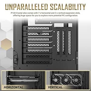 Antec Performance Series P120 Crystal E-ATX Mid-Tower Case, Tempered Glass Front & Side Panels White Led USB3.0 X 2, Aluminum Vga Holder Included - PC